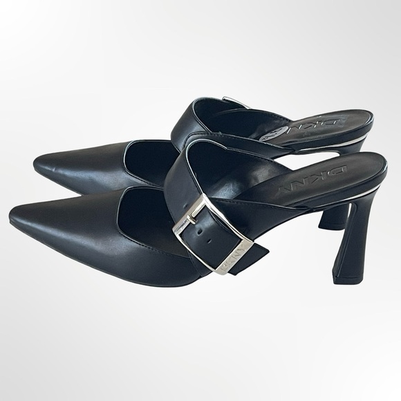 DKNY Black Pointed Buckle Mule Heels in 9.5 NWOT - Picture 3 of 7